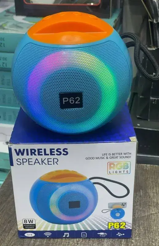 Product image of P62 8W Wireless Speaker with RGB Lights.