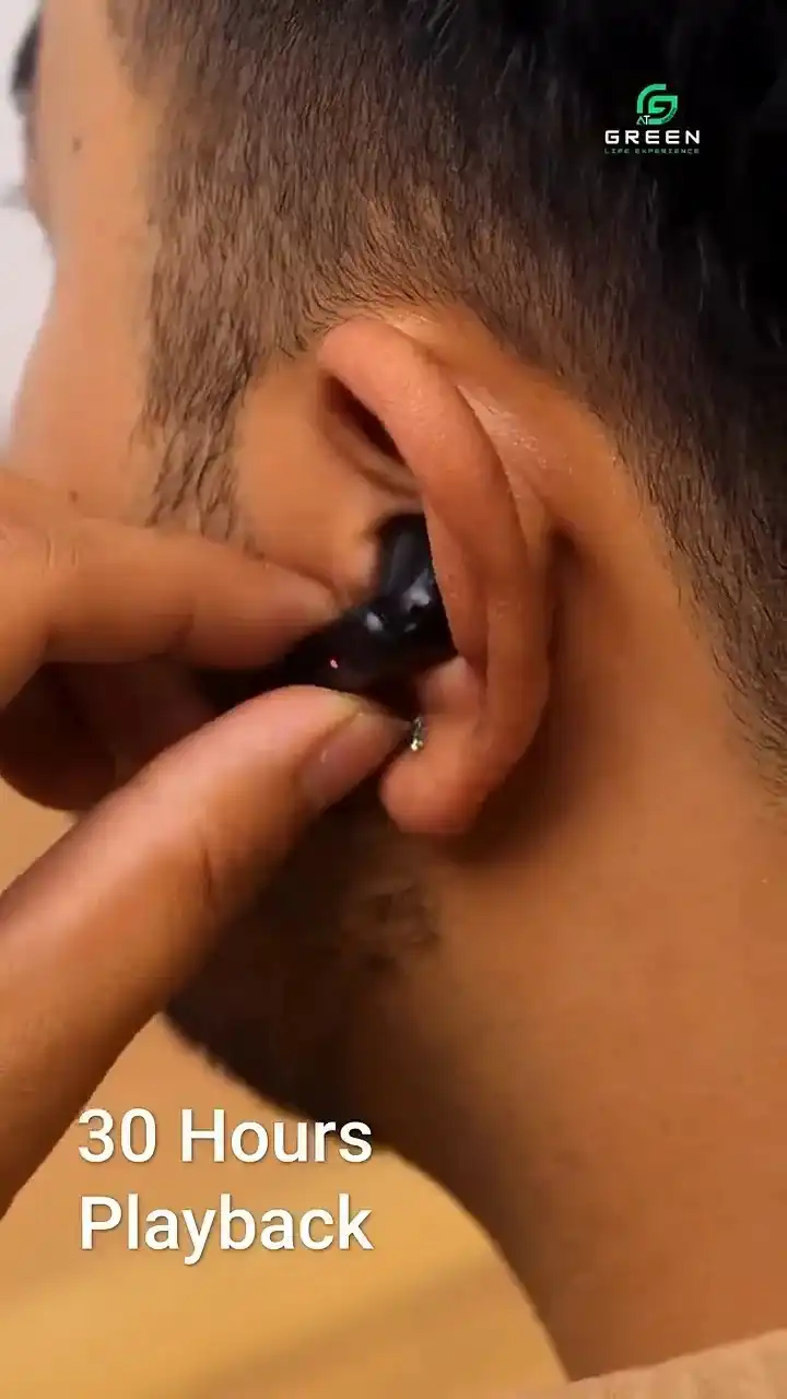 Product image of Green Airbeat-520 Dual Mic ENC Earbuds | Modern Sleek Design With Textured Lines