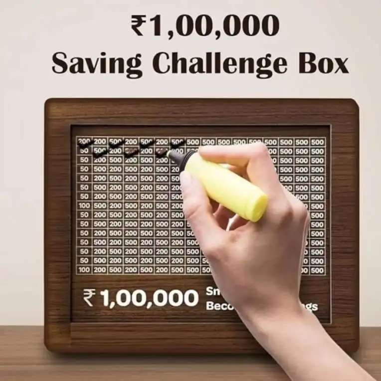 Product image of Wooden Piggy Bank | Money Saving Box with 1 Lakh Goal Tracker for Kids & Adults