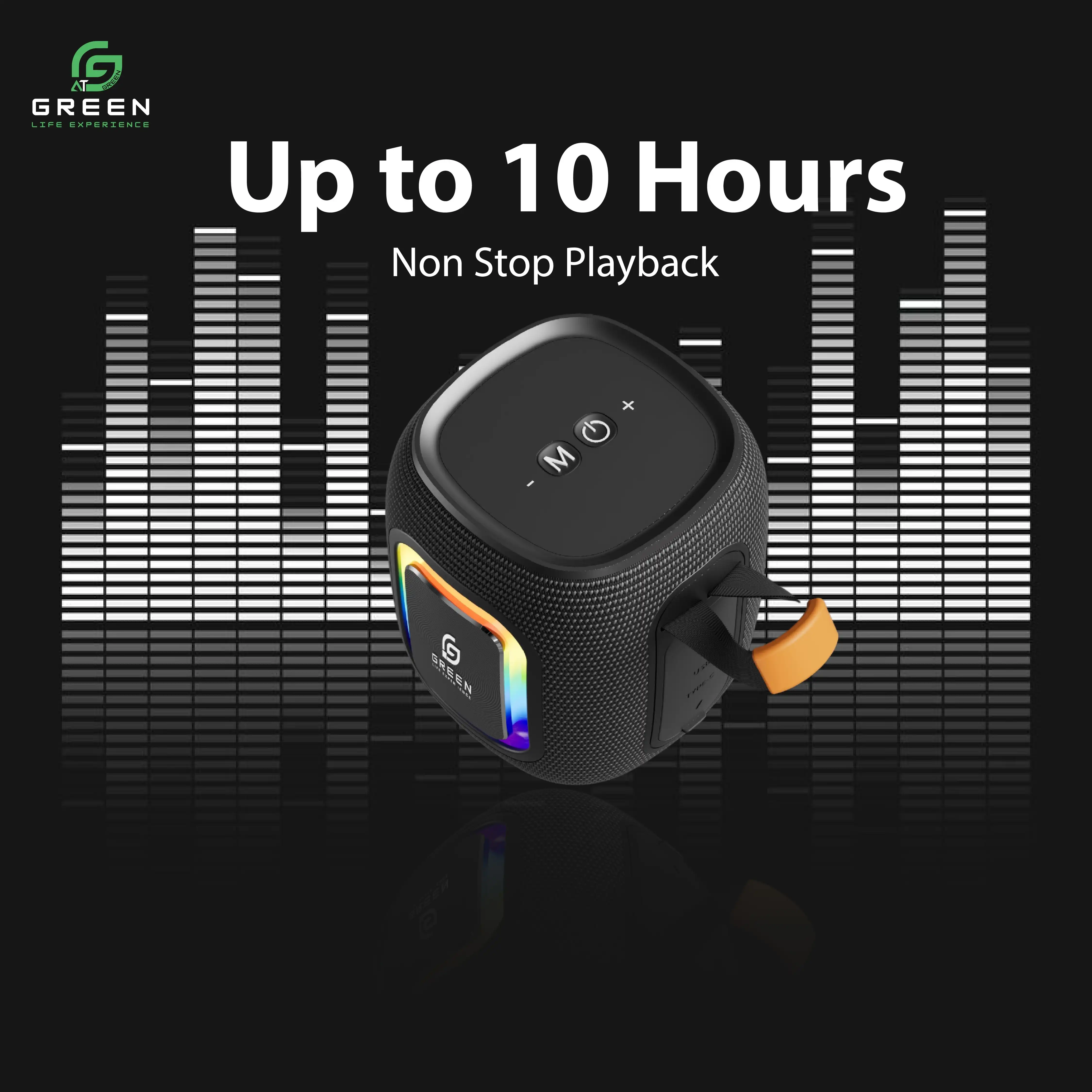 Product image of Green Melody-15 | Portable Bluetooth Speaker | 15 Watt | Heavy Bass | 8 Hours | RGB Light | Type-c | 2500 mAh