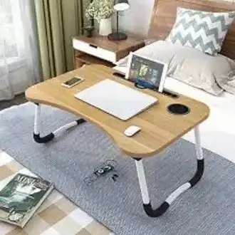 Product image of Foldable And Portable Laptop Table Stand / Study Table / Bed Table / Ergonomic & Rounded Edges / Non-Slip Legs / Engineered Wood Color - Light Blue