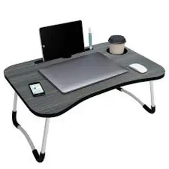 Product image of Foldable And Portable Laptop Table Stand / Study Table / Bed Table / Ergonomic & Rounded Edges / Non-Slip Legs / Engineered Wood Color - Light Blue