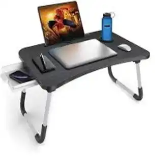 Product image of Foldable And Portable Laptop Table Stand / Study Table / Bed Table / Ergonomic & Rounded Edges / Non-Slip Legs / Engineered Wood Color - Light Blue