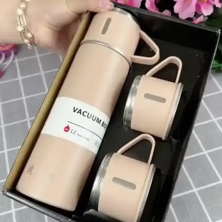 Product image of Stainless steel Vacuum Flask Set with 3 Cups