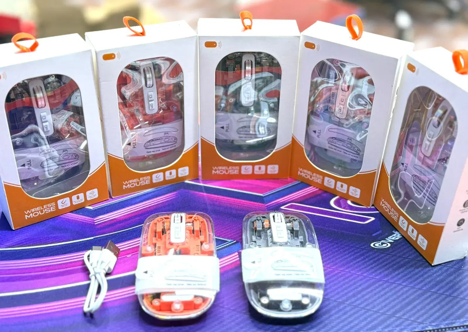 Product image of Transparent Wireless BT Mouse | Multicolor Transparent USB C Rechargeable Computer Mouse