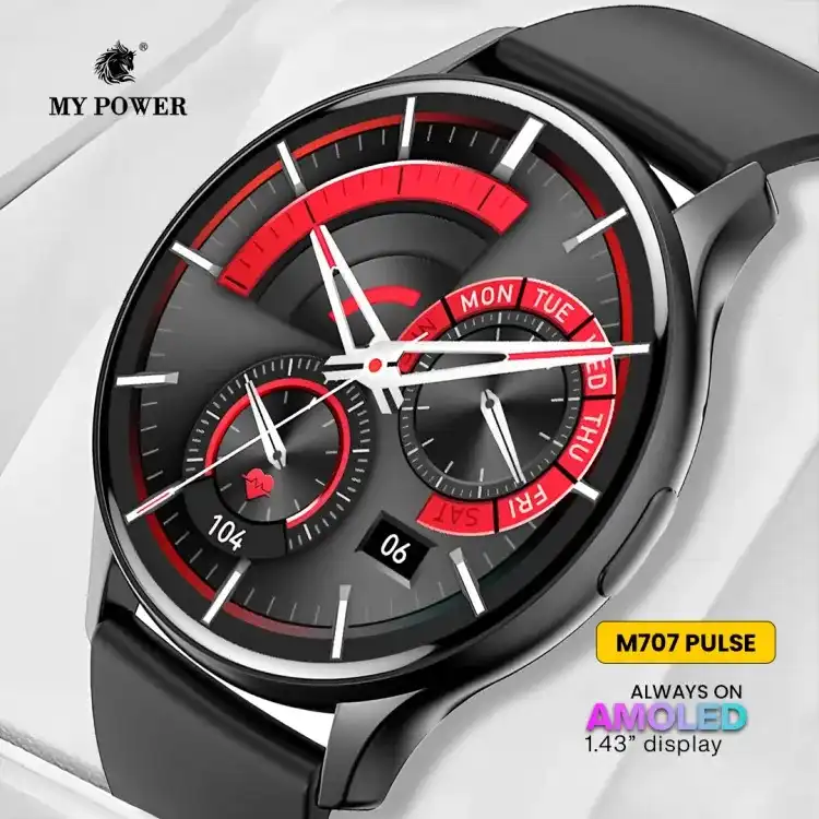 Product image of M707 pulse Mypower smartwatch Amoled round display with Bluetooth calling