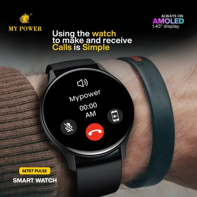 Product image of M707 pulse Mypower smartwatch Amoled round display with Bluetooth calling