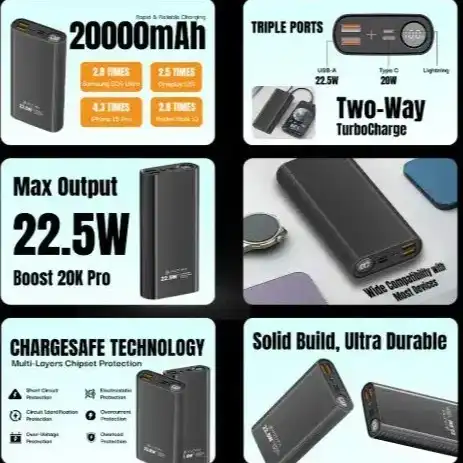 Product image of Ultima Turbocharge 20k 22.5W ,20000mAh Powerbank|| 6 months Warranty.