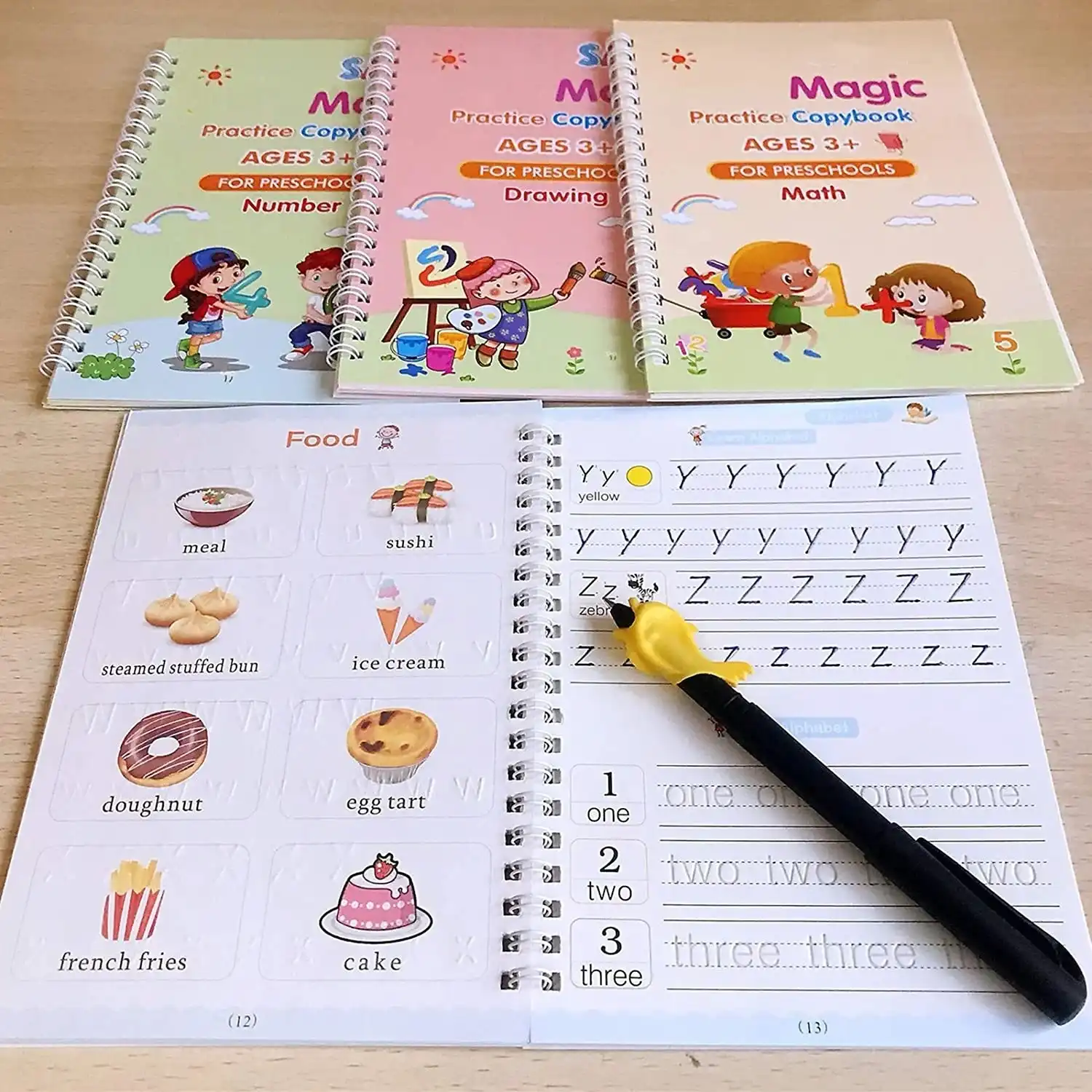 Product image of 4 Pc Magic Copybook widely used by kids, children’s and even adults also to write down important things over it while emergencies etc
