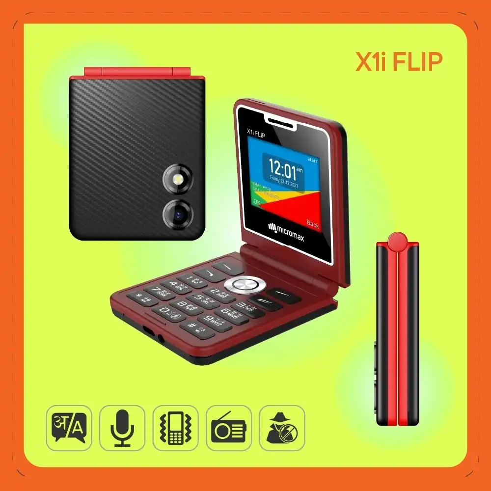 Product image of Micromax MMX X1i Flip Keypad Phone – Dual SIM, 2.4 Inch Big Display, Type-C USB, Wireless FM & Auto Call Recording