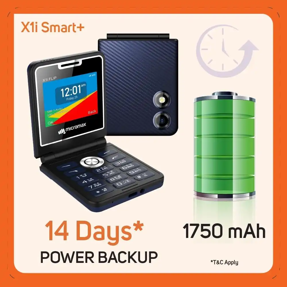 Product image of Micromax MMX X1i Flip Keypad Phone – Dual SIM, 2.4 Inch Big Display, Type-C USB, Wireless FM & Auto Call Recording