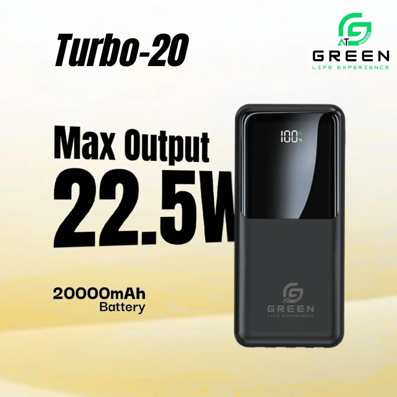 Product image of Green Turbo-20 20000mAh Fast Powerbank | 22.5W PD | Digital Display | NepoMart