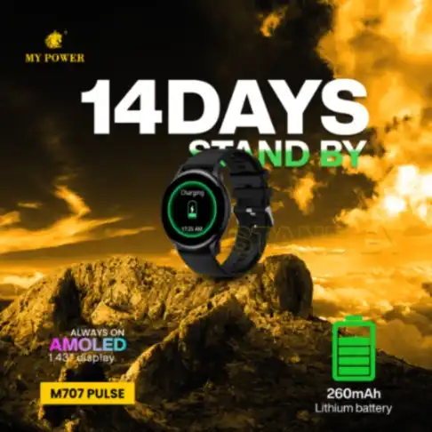Product image of AMOLED Smart Watch M707Pulse – HD Bluetooth Calling, IP68 Waterproof Fitness Tracker (Black)