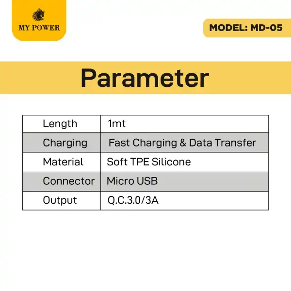 Product image of Data Cable Soft 3A, MD-05 Micro