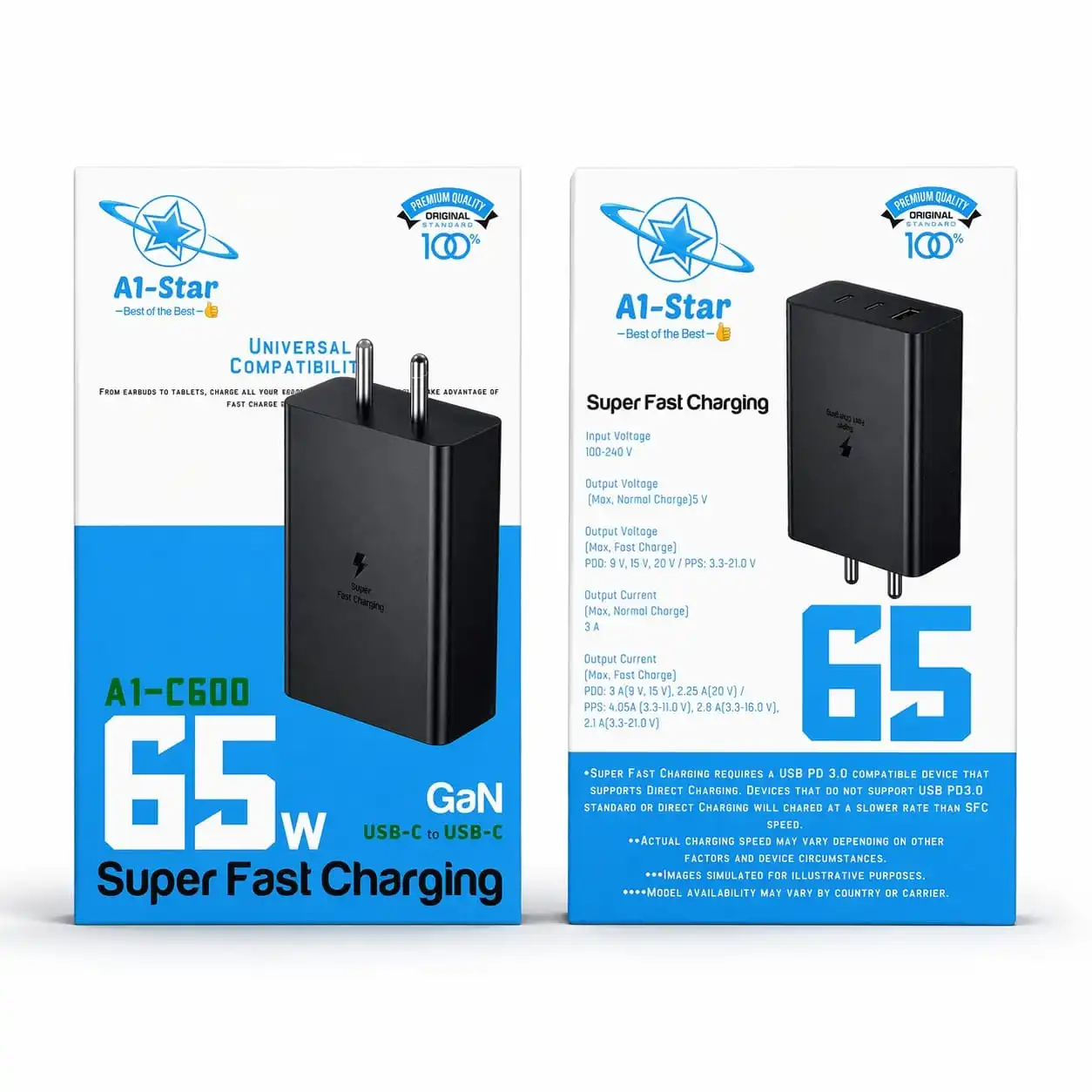 Product image of PD + 2 USB Charger – 65W Super Fast Charging