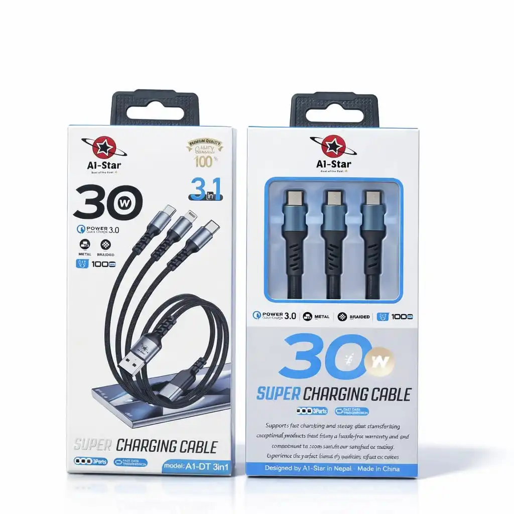 Product image of A1-DT 3 in 1 Cable – 30W Super Fast Charging