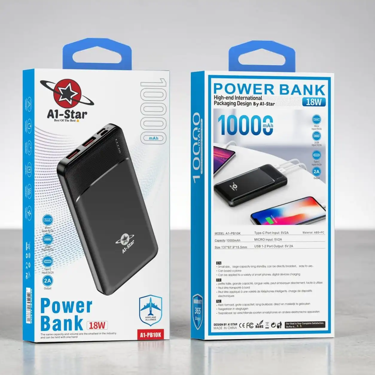 Product image of A1-PB10K Power Bank – 10000mAh Portable | 18W Fast Charging | Brand Authorised