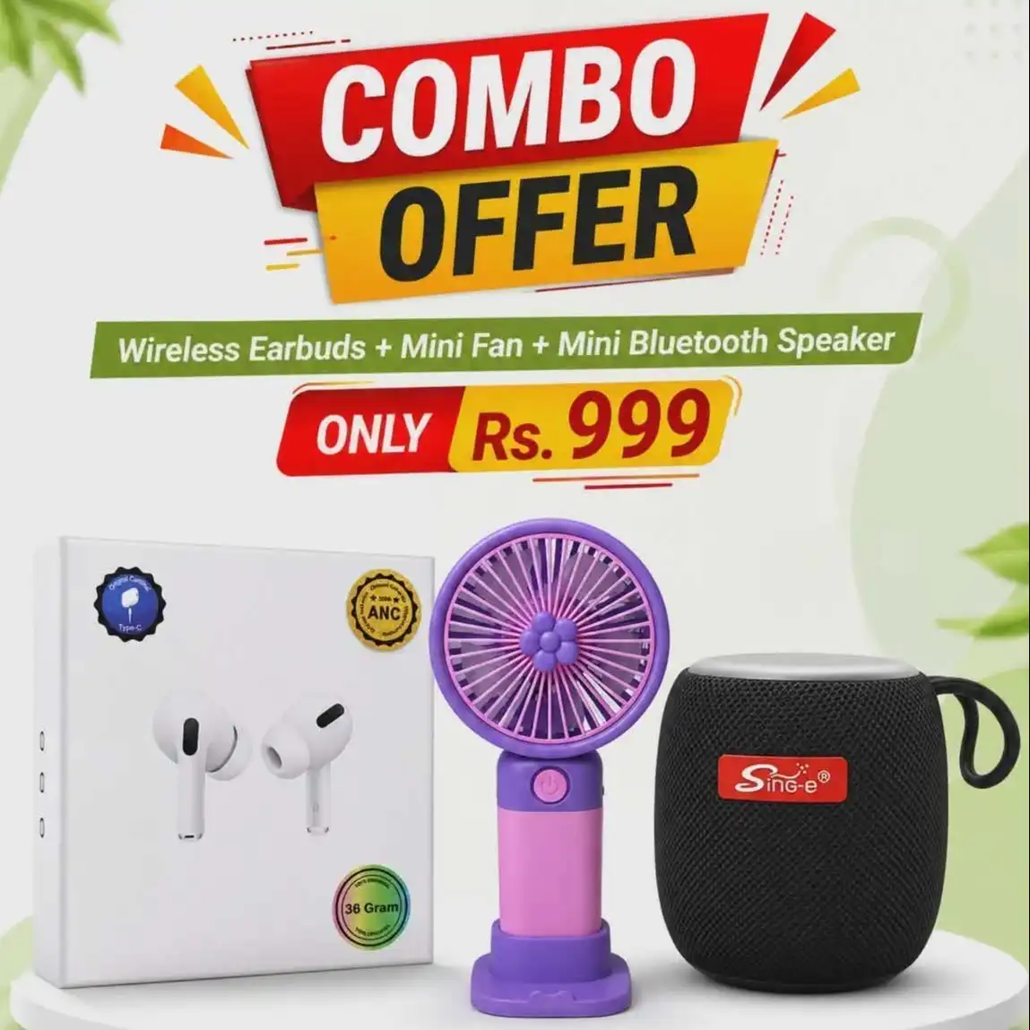 Product image of Speaker Fan Earbuds Combo