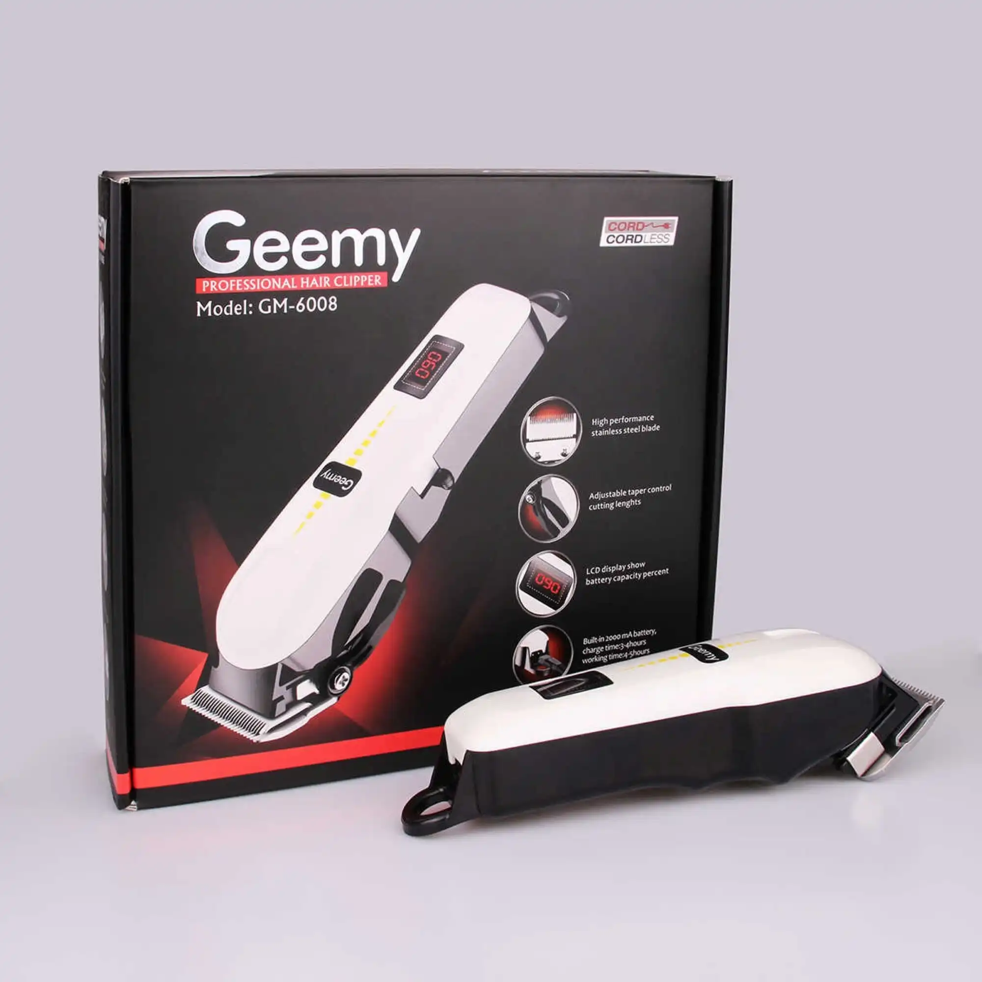 Product image of Geemy GM-6008 Professional Hair Clipper – Rechargeable Hair & Beard Trimmer with LCD Display