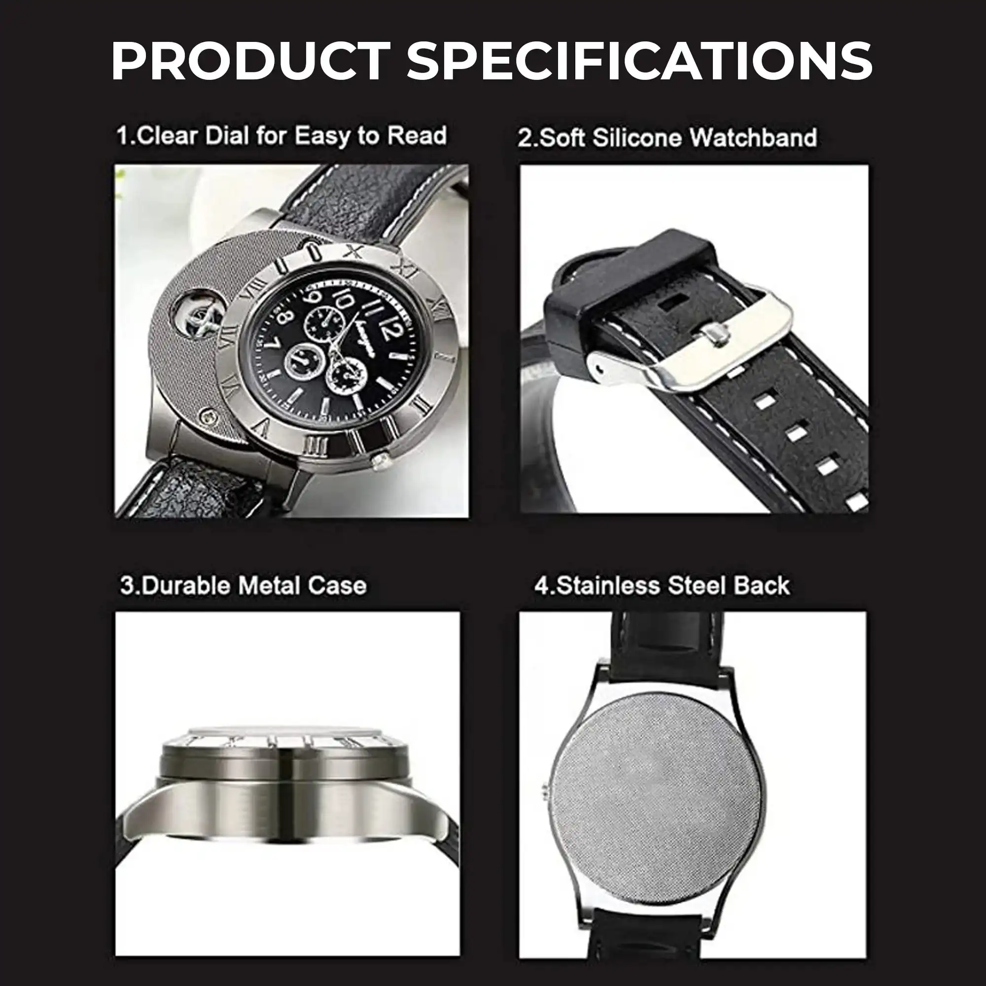 Product image of Fashion Lighter Quartz Wrist Watch – Refillable Gas Lighter Watch for Men with Quartz Movement