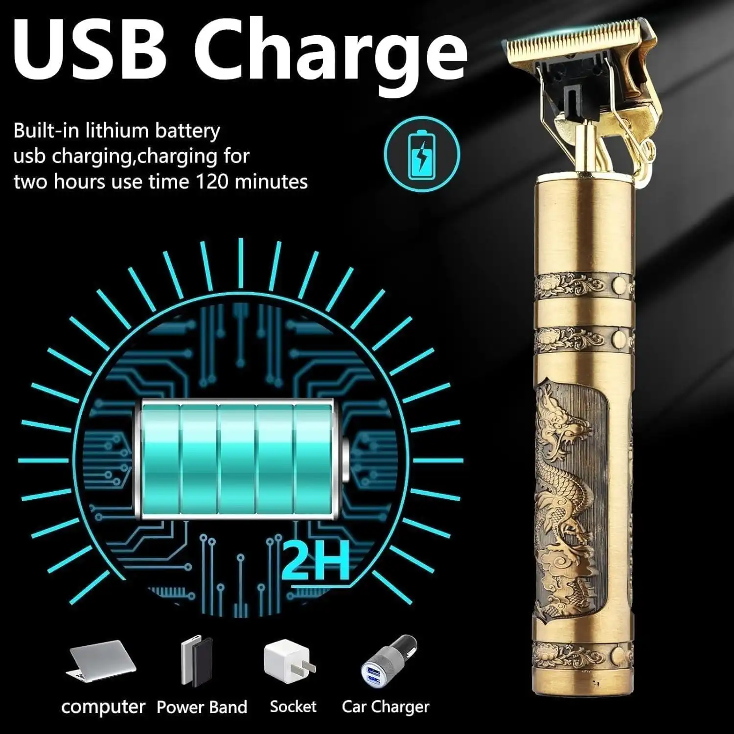 Product image of Vintage T9 Professional Hair Trimmer for Men – Cordless Rechargeable Beard & Hair Clipper with T-Blade
