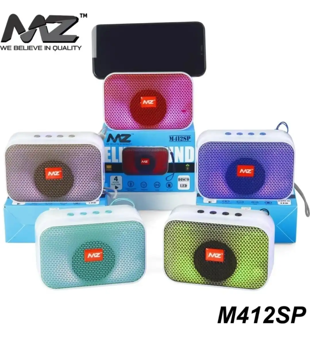 Product image of MZ Rectangular Bluetooth Speaker – Portable Wireless Speaker with Memory Card Support & USB Rechargeable