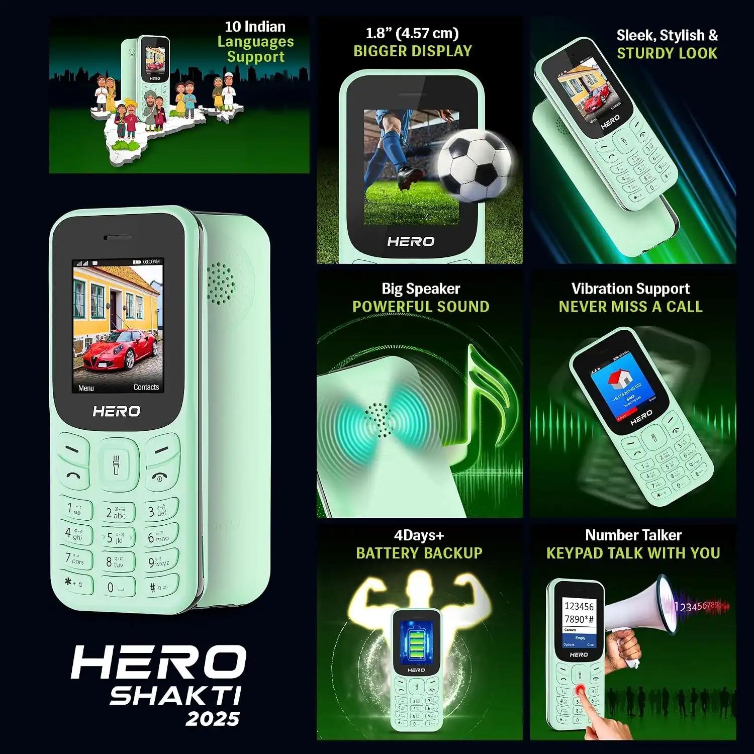 Product image of Lava Hero 2025 Dual SIM Keypad Phone – 1.8" Display, FM Recording, Bluetooth & 32GB Memory Support