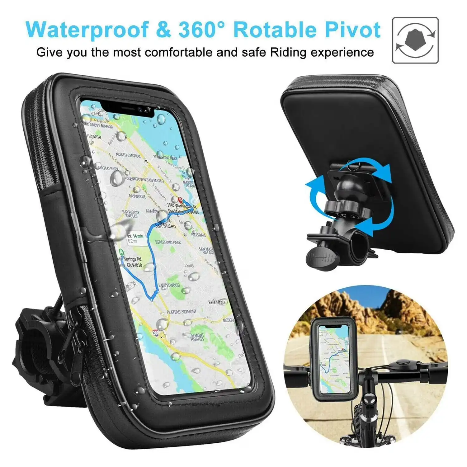 Product image of Waterproof Bike Mobile Phone Holder Bag – Bicycle & Motorcycle Handlebar Phone Stand Case