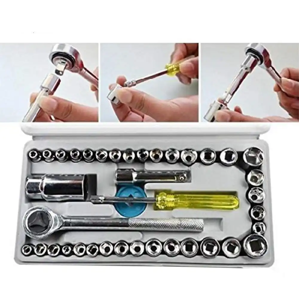 Product image of 40-in-1 Wrench Tool Kit Set with Screwdriver & Socket Set – Multi-Purpose Repair Tool Box for Home & Vehicle
