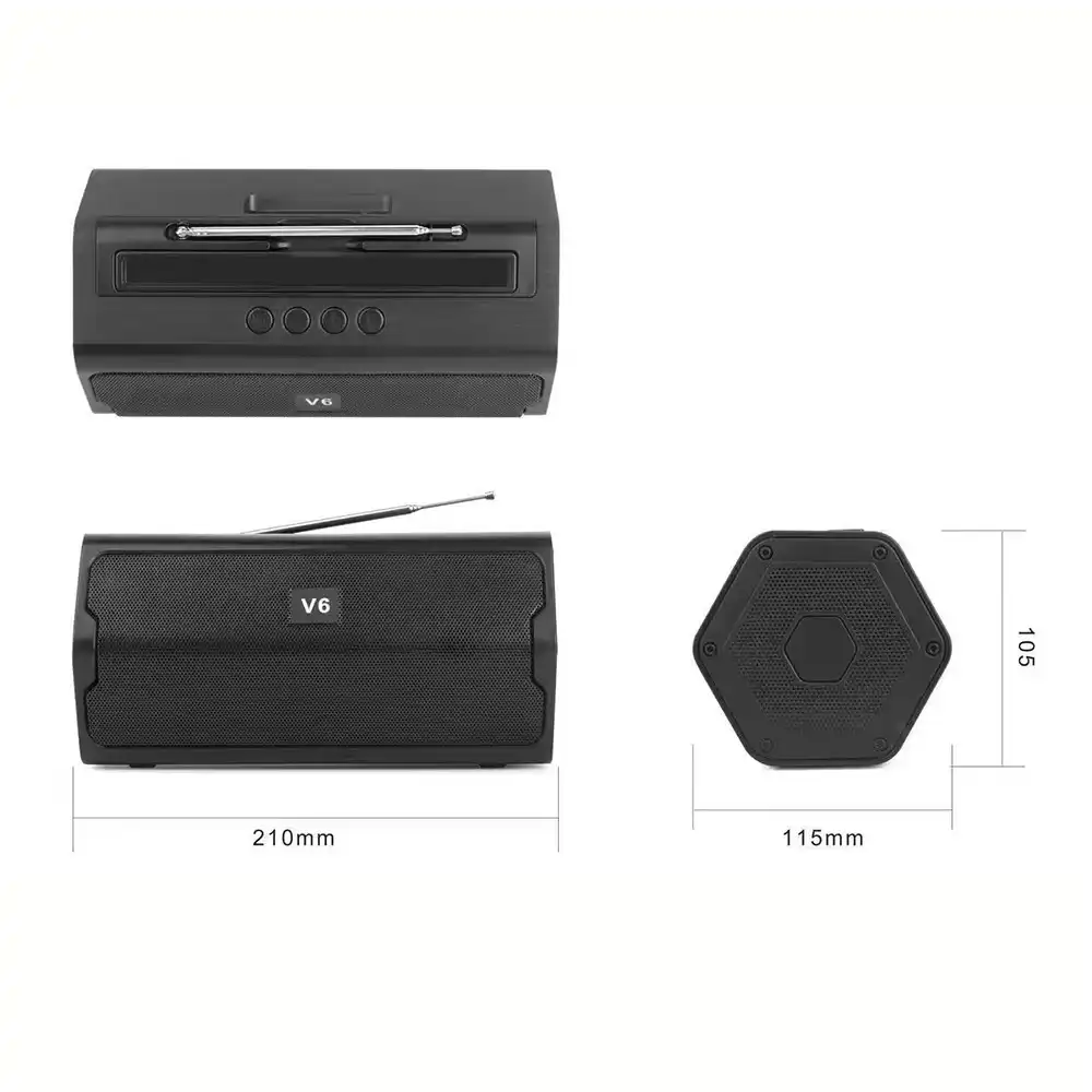 Product image of V6 Wireless Portable Bluetooth Speaker – Bluetooth 4.0, FM Radio, USB, TF Card & AUX Support