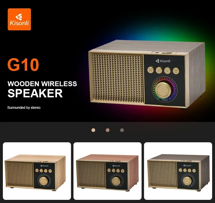 Product image of Kisonli G10 Portable Bluetooth Speaker with LED Light – 5W Wireless Speaker with FM, USB, TF Card & AUX