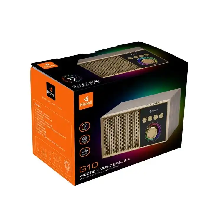 Product image of Kisonli G10 Portable Bluetooth Speaker with LED Light – 5W Wireless Speaker with FM, USB, TF Card & AUX