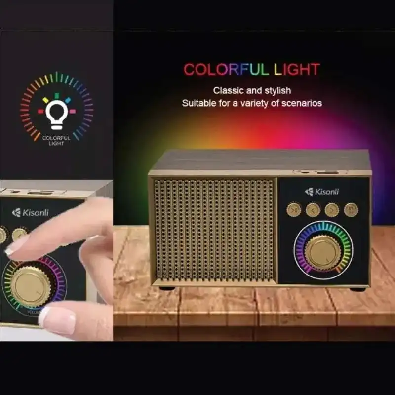 Product image of Kisonli G10 Portable Bluetooth Speaker with LED Light – 5W Wireless Speaker with FM, USB, TF Card & AUX