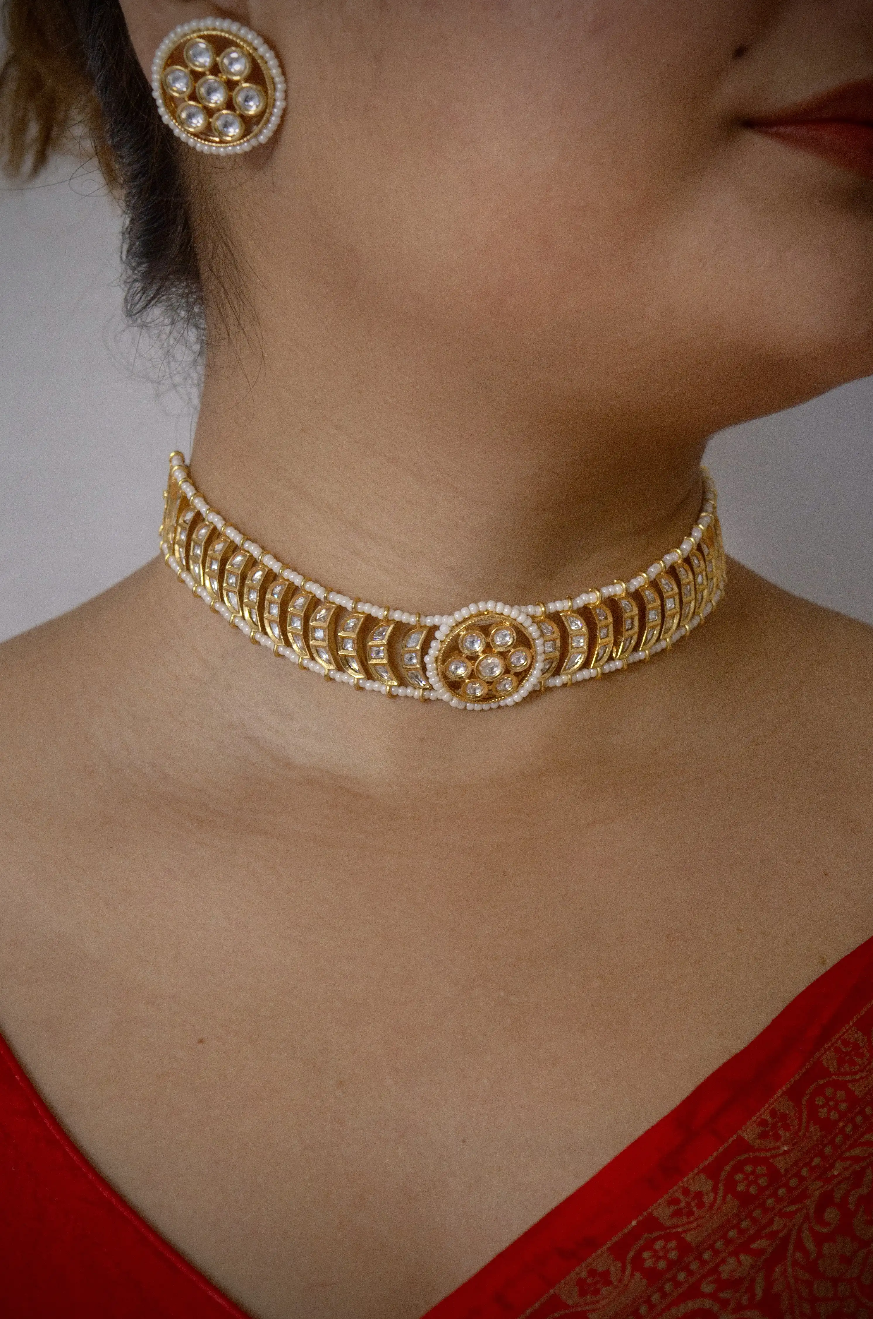 Product image of Crescent Moon Kundan Choker Necklace Set