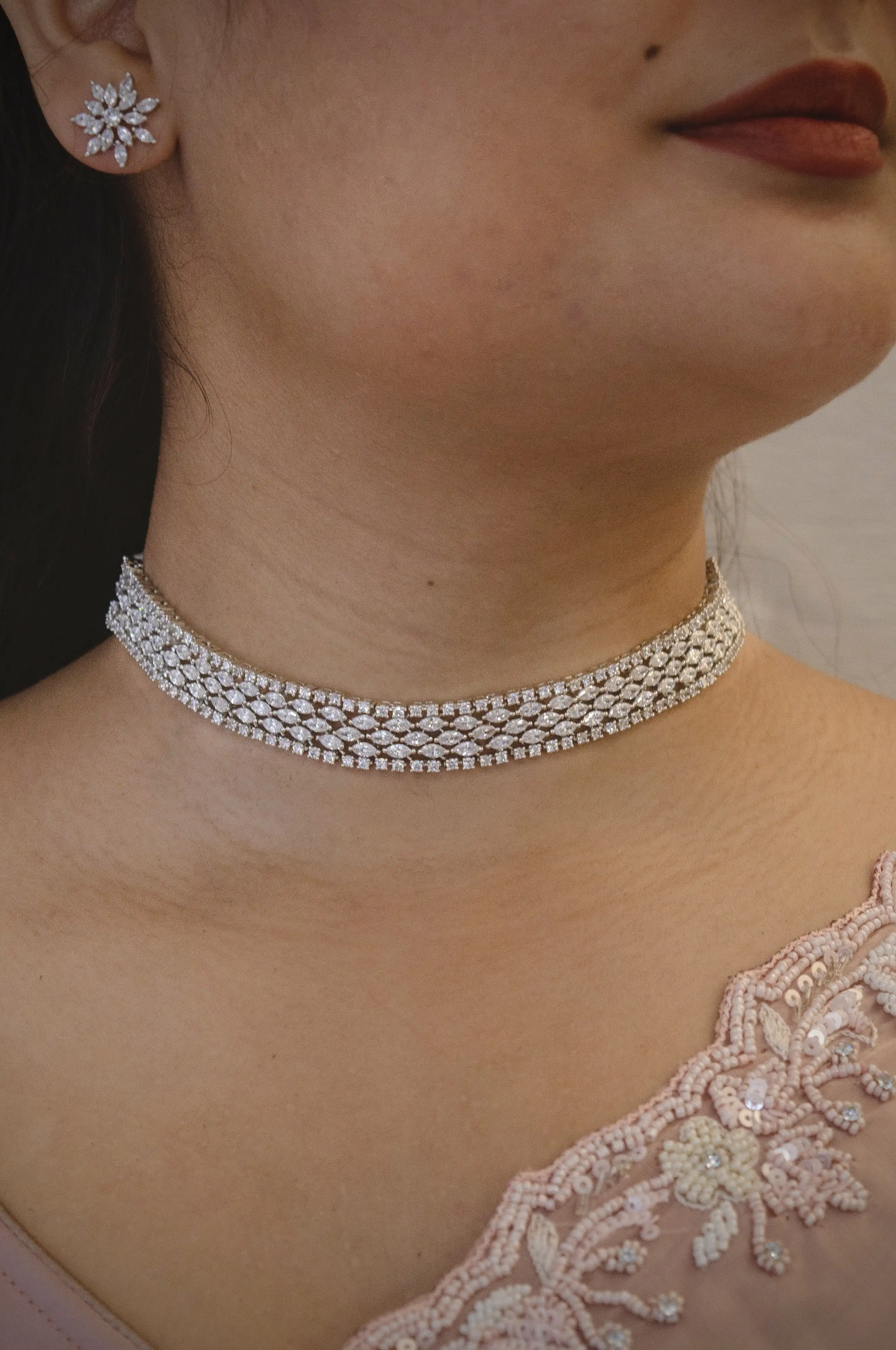 Product image of American Diamond Choker Necklace Set