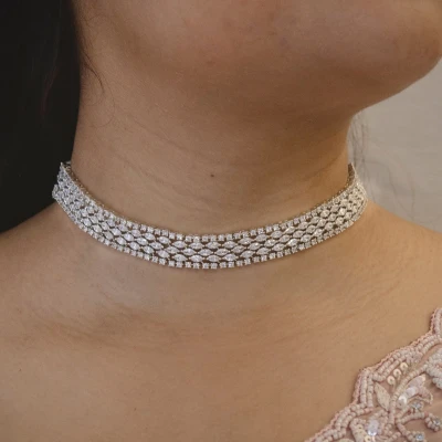 American Diamond Choker Necklace Set