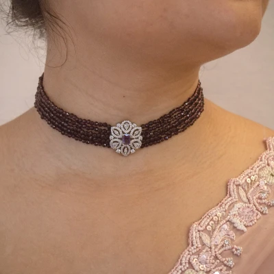 American Diamond Choker Necklace Set